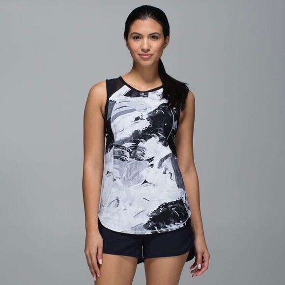 LULULEMON Sculpt Workout Tank Top Biggie Pigment Wave White Black - Picture 1 of 10